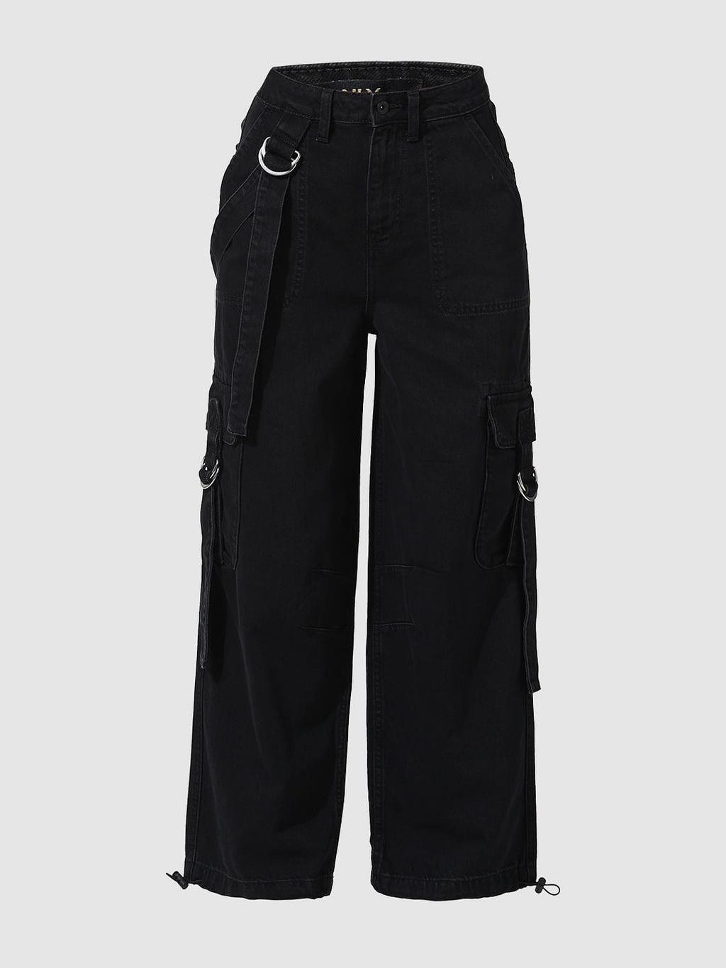 Black High Rise Cargo Jeans