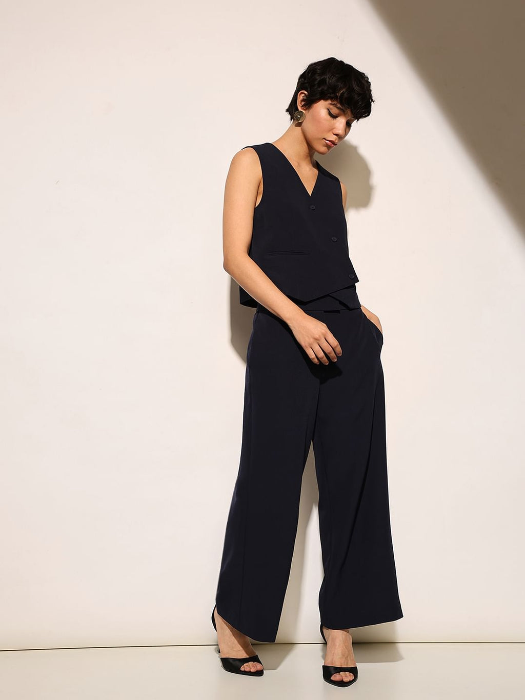 Dark Navy High Rise Tailored Culottes