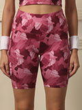 Womens High Waist Knee Length Quick Dry Printed Sports Shorts Maroon - view 1