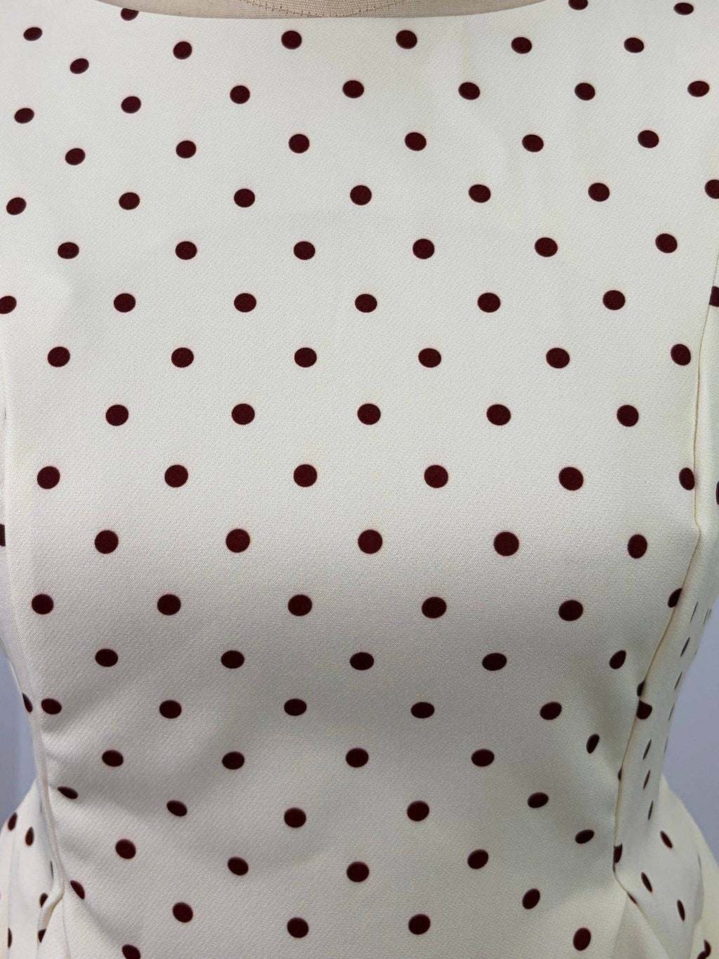 White Boat Neck Polka Dotted Peplum Top | pt51 - view 4