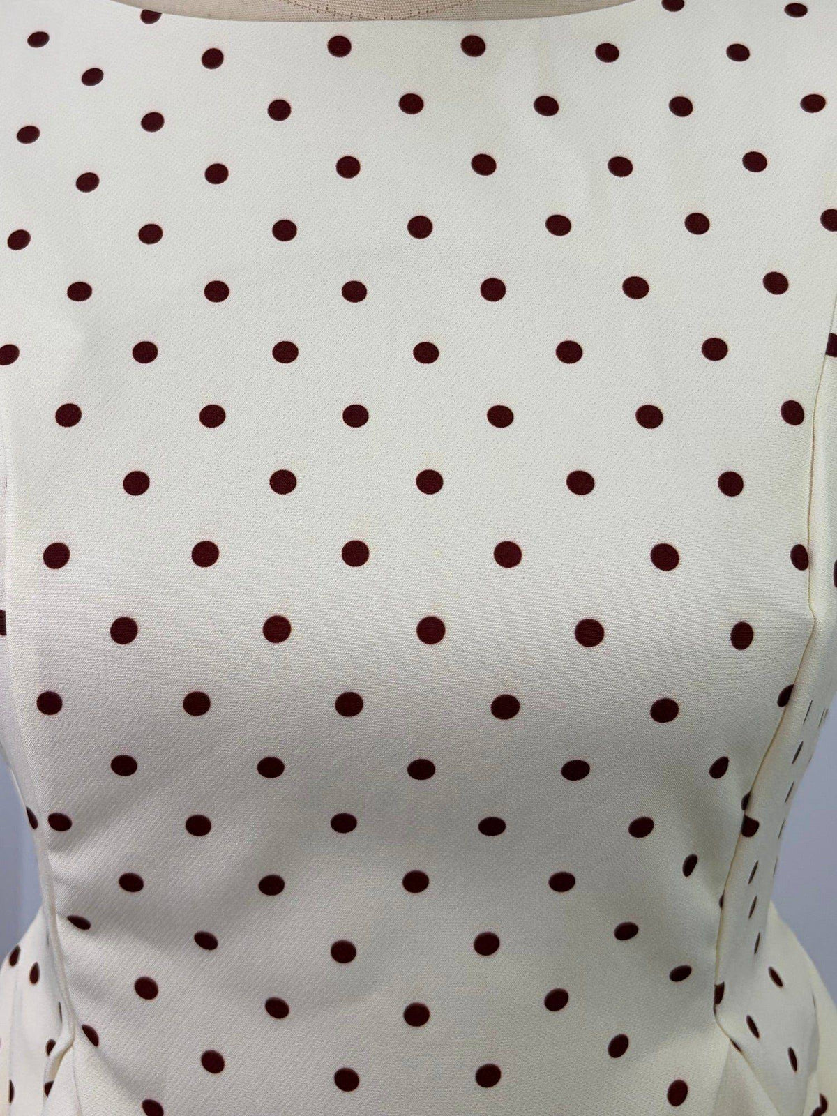 White Boat Neck Polka Dotted Peplum Top | pt51 - view 4