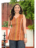 Women Rayon Printed V-Neck Hip Length Sleeveless A-Line Kurta | FY93 - view 16