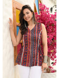 Women Rayon Printed V-Neck Hip Length Sleeveless A-Line Kurta | FY93 - view 8