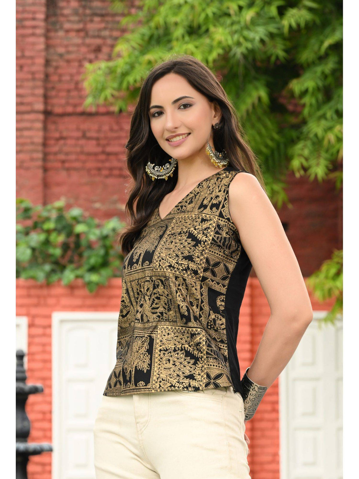 Women Rayon Printed Straight Black Kurta | KDG - view 4