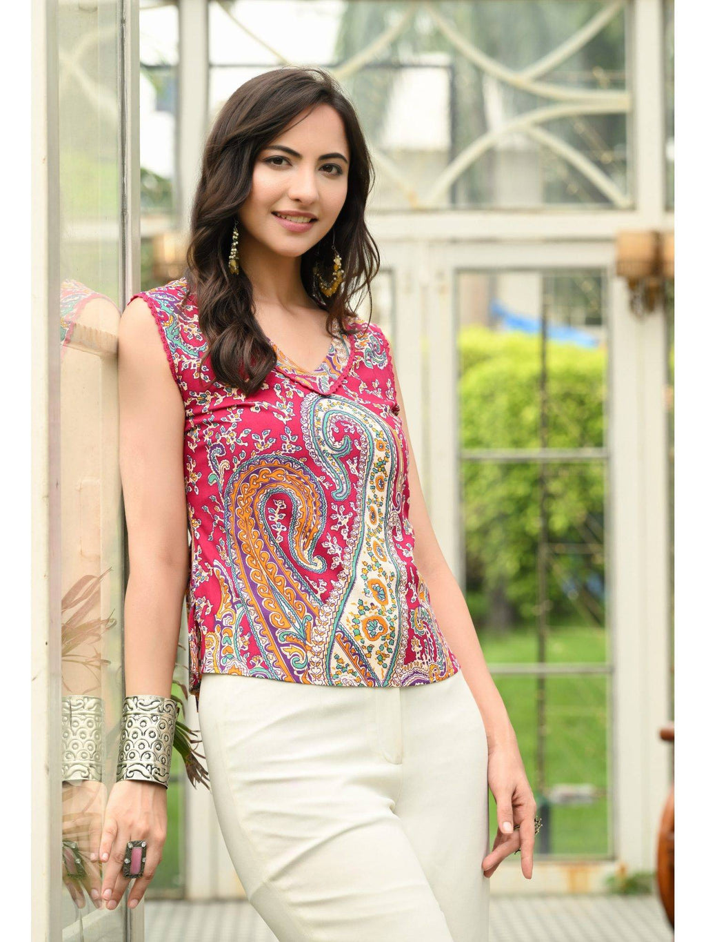 Women Rayon Printed Straight Pink Kurta | FY93 - view 3