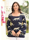Women Rayon Printed Square Neck Straight Blue Kurta | KDG - view 1