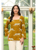 Women Rayon Printed Square Neck Straight Blue Kurta | KDG - view 14