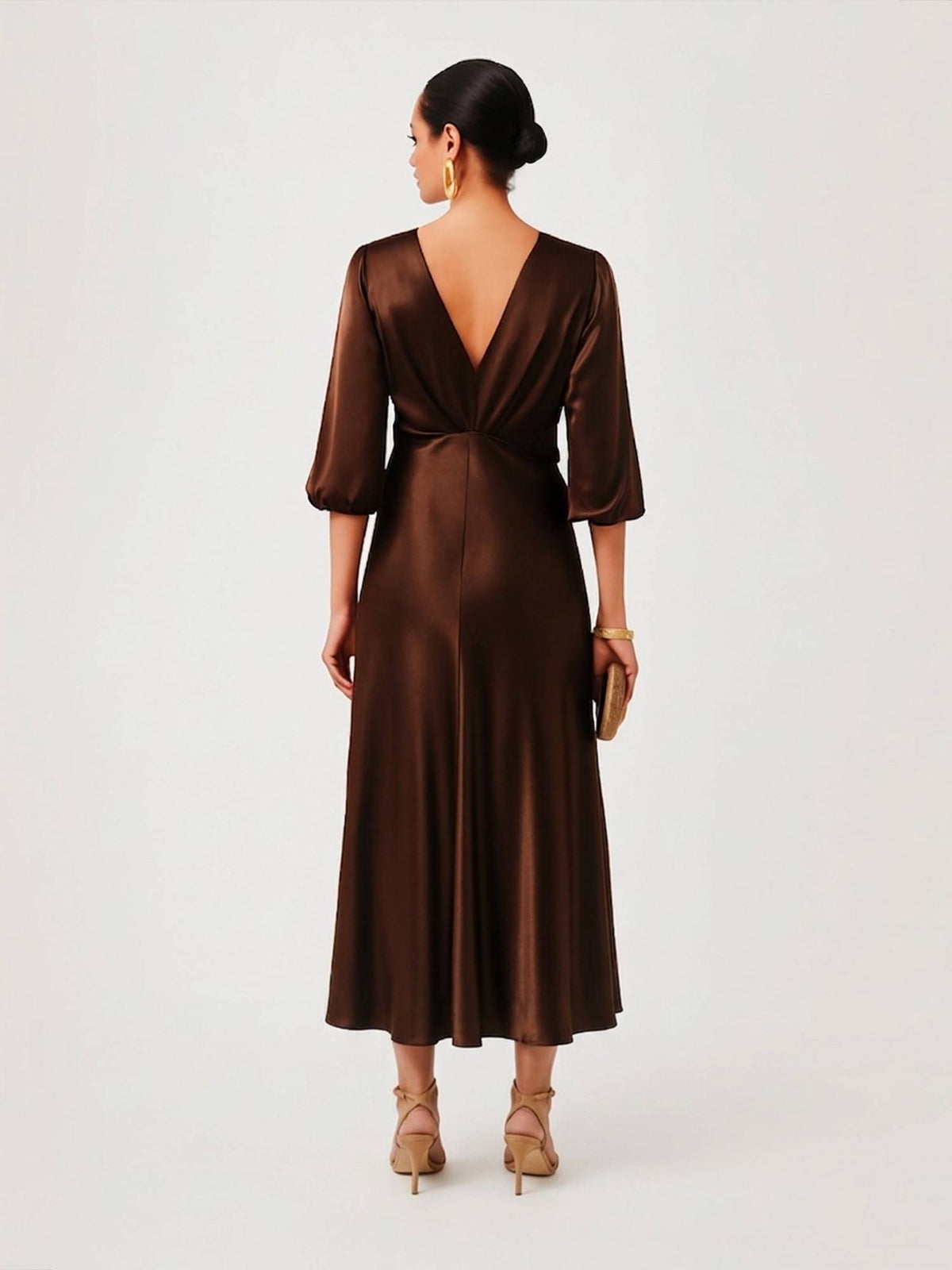 Cocoa Brown Twist Evening Dress | D56 - view 2