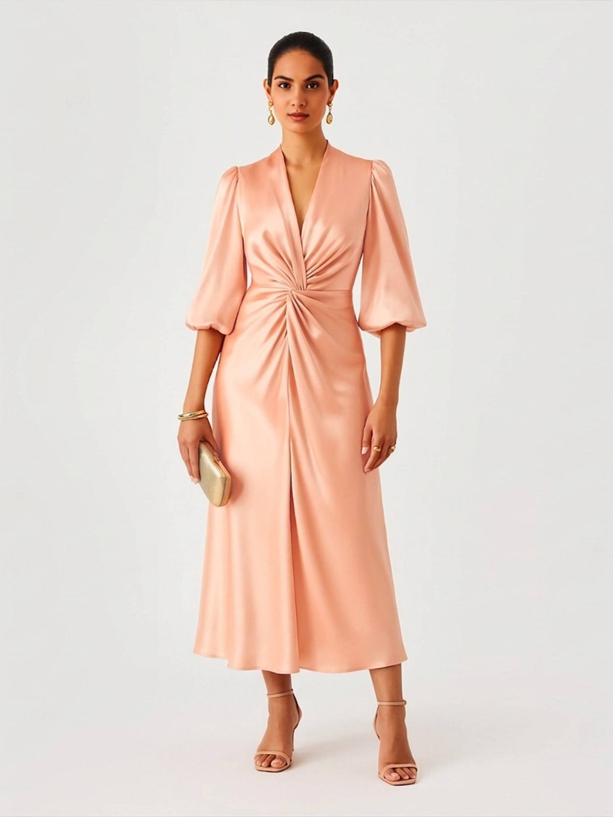 Cocoa Brown Twist Evening Dress | D56 - view 3