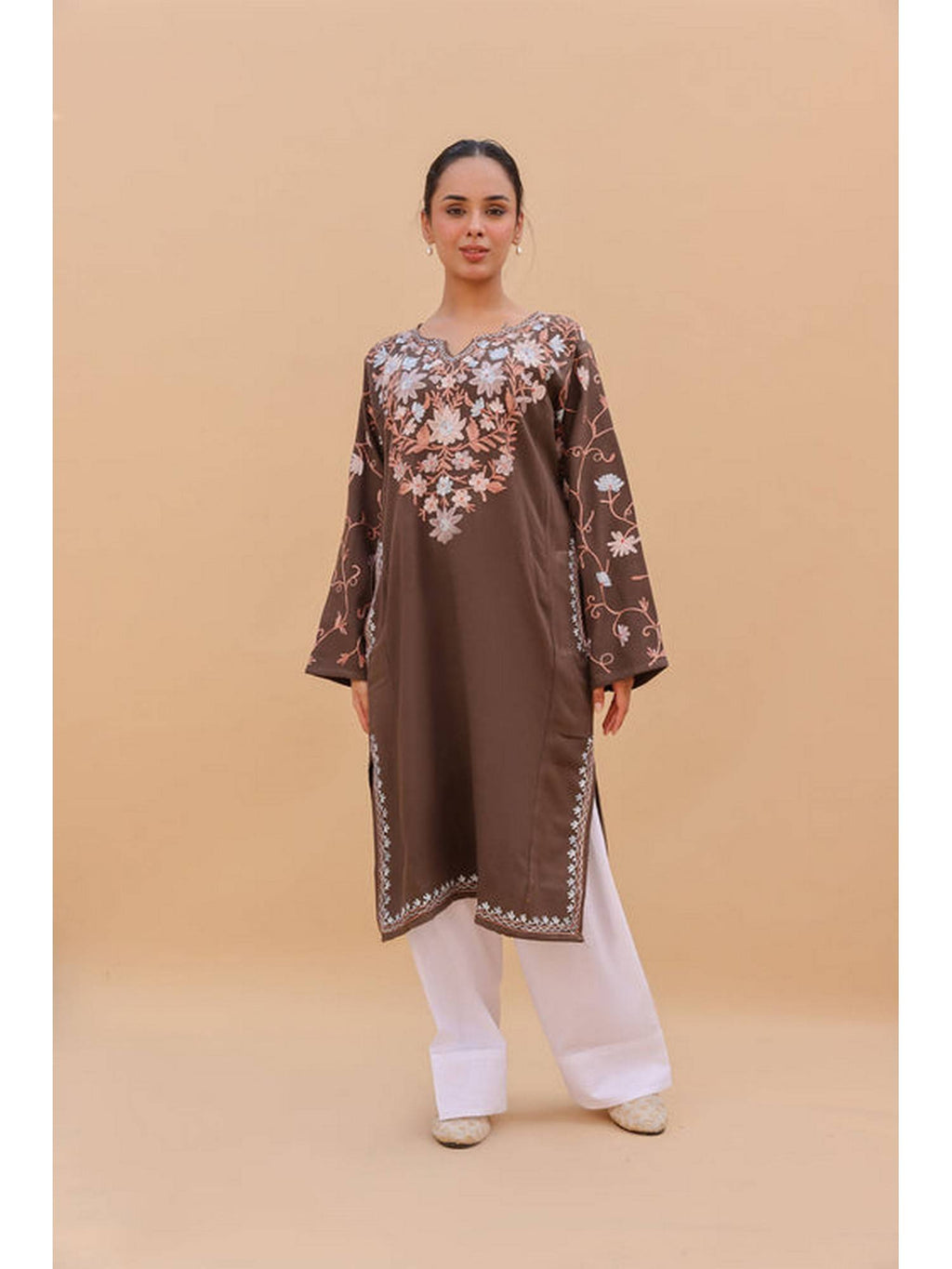 Women Red Embroidered Straight Kurta | FY93 - view 18
