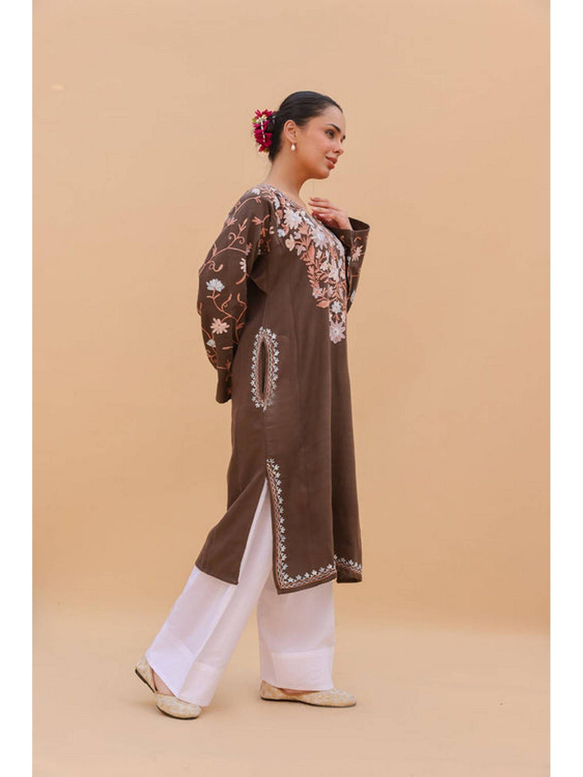 Women Red Embroidered Straight Kurta | FY93 - view 21