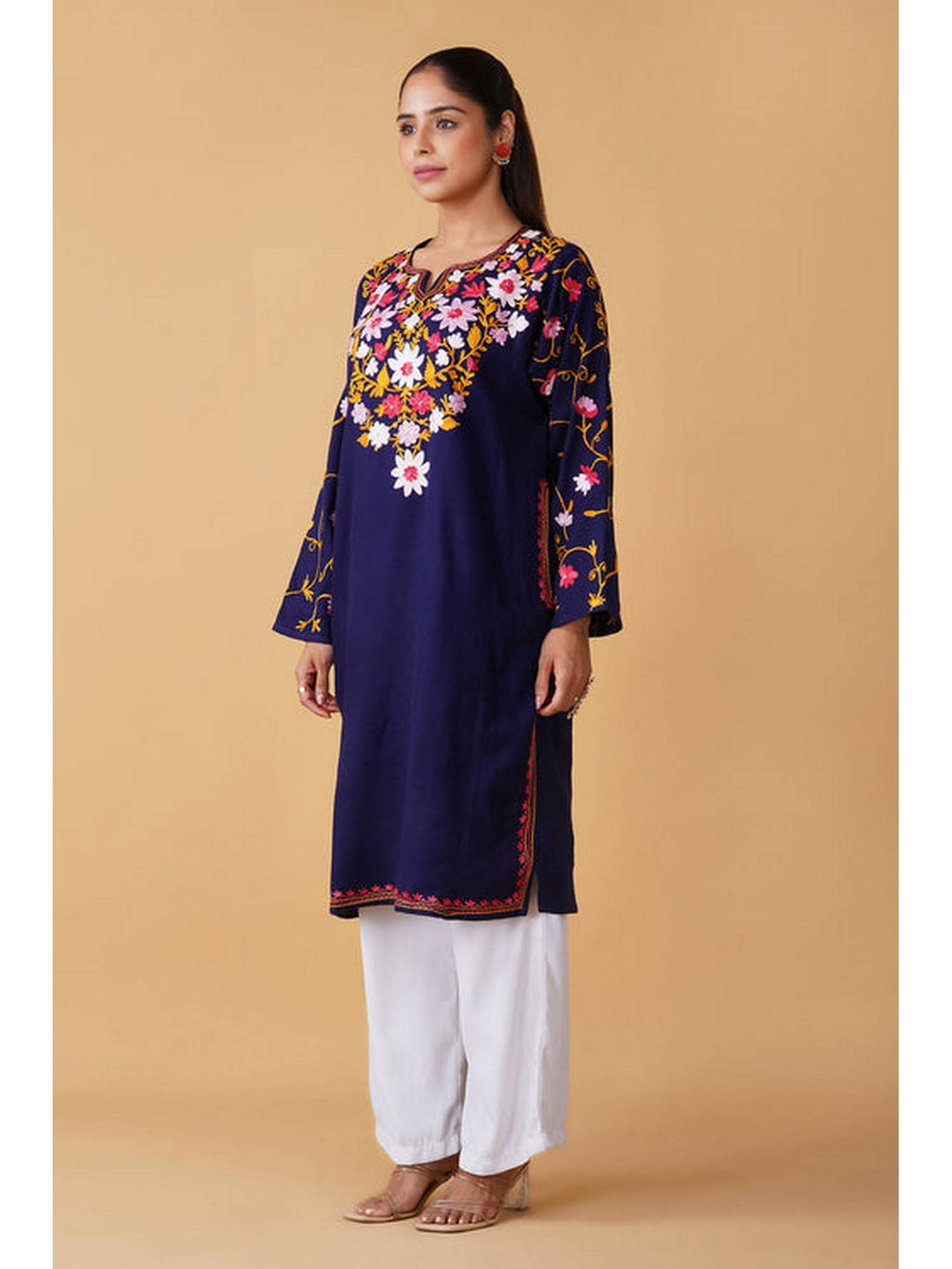 Women Red Embroidered Straight Kurta | FY93 - view 10