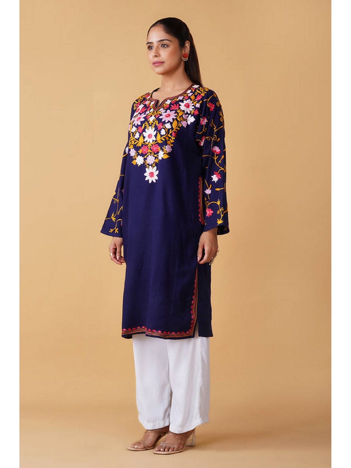 Women Red Embroidered Straight Kurta | FY93 - view 10