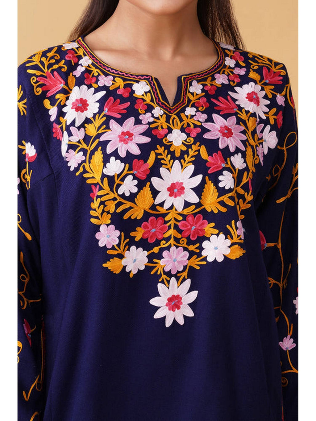 Women Red Embroidered Straight Kurta | FY93 - view 12