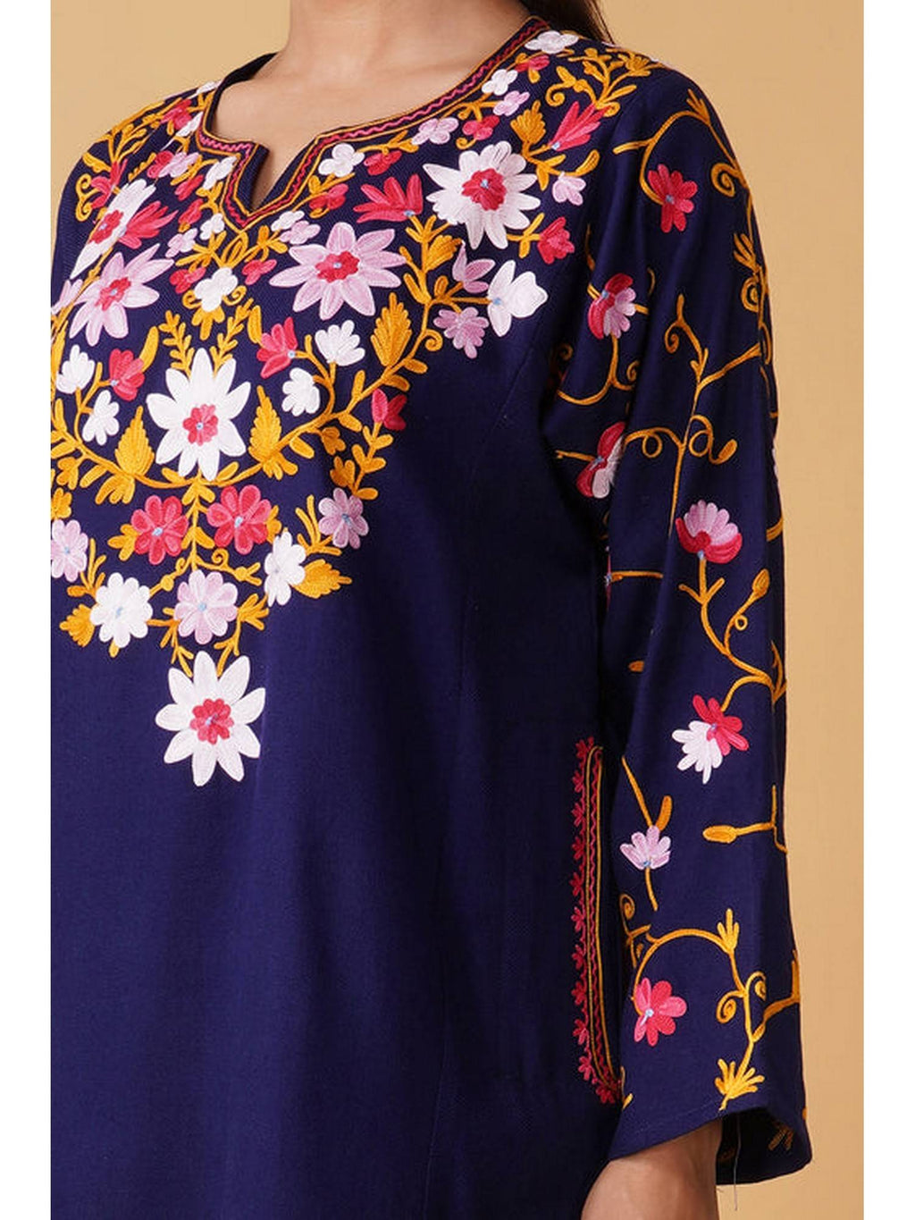 Women Red Embroidered Straight Kurta | FY93 - view 13
