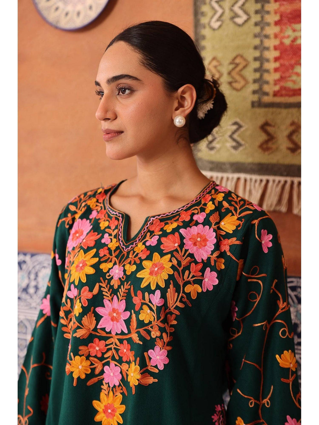 Women Red Embroidered Straight Kurta | FY93 - view 24