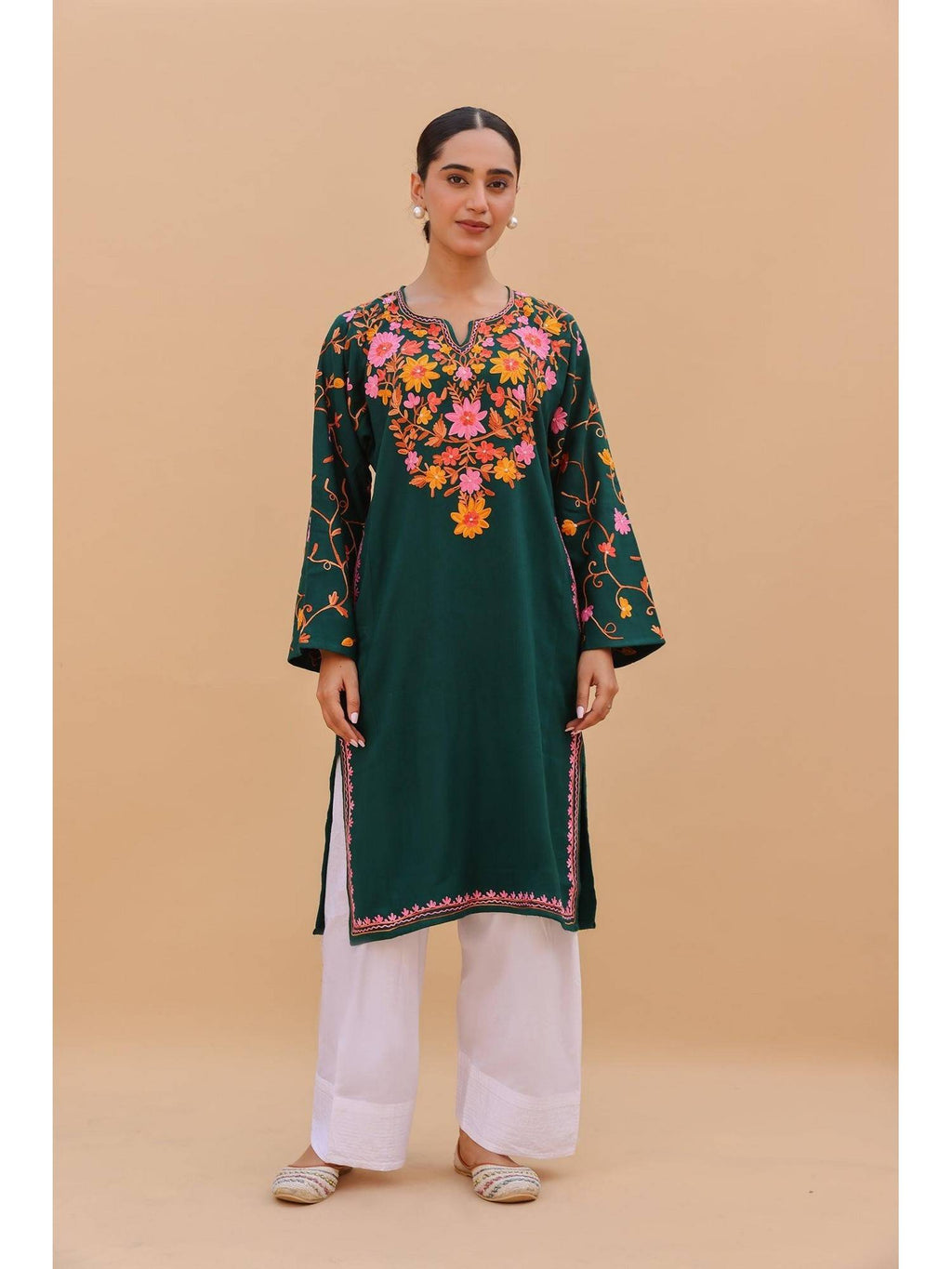 Women Red Embroidered Straight Kurta | FY93 - view 25
