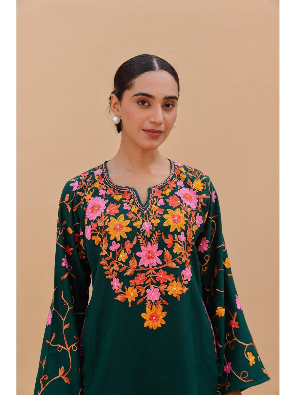 Women Red Embroidered Straight Kurta | FY93 - view 26