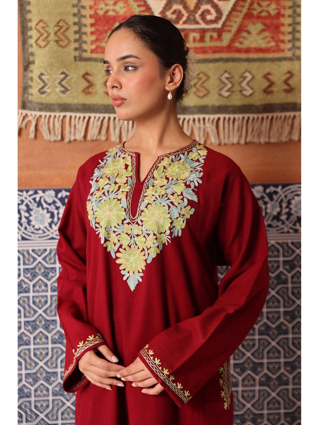 Women Orange Embroidered Straight Kurta | U3S - view 11