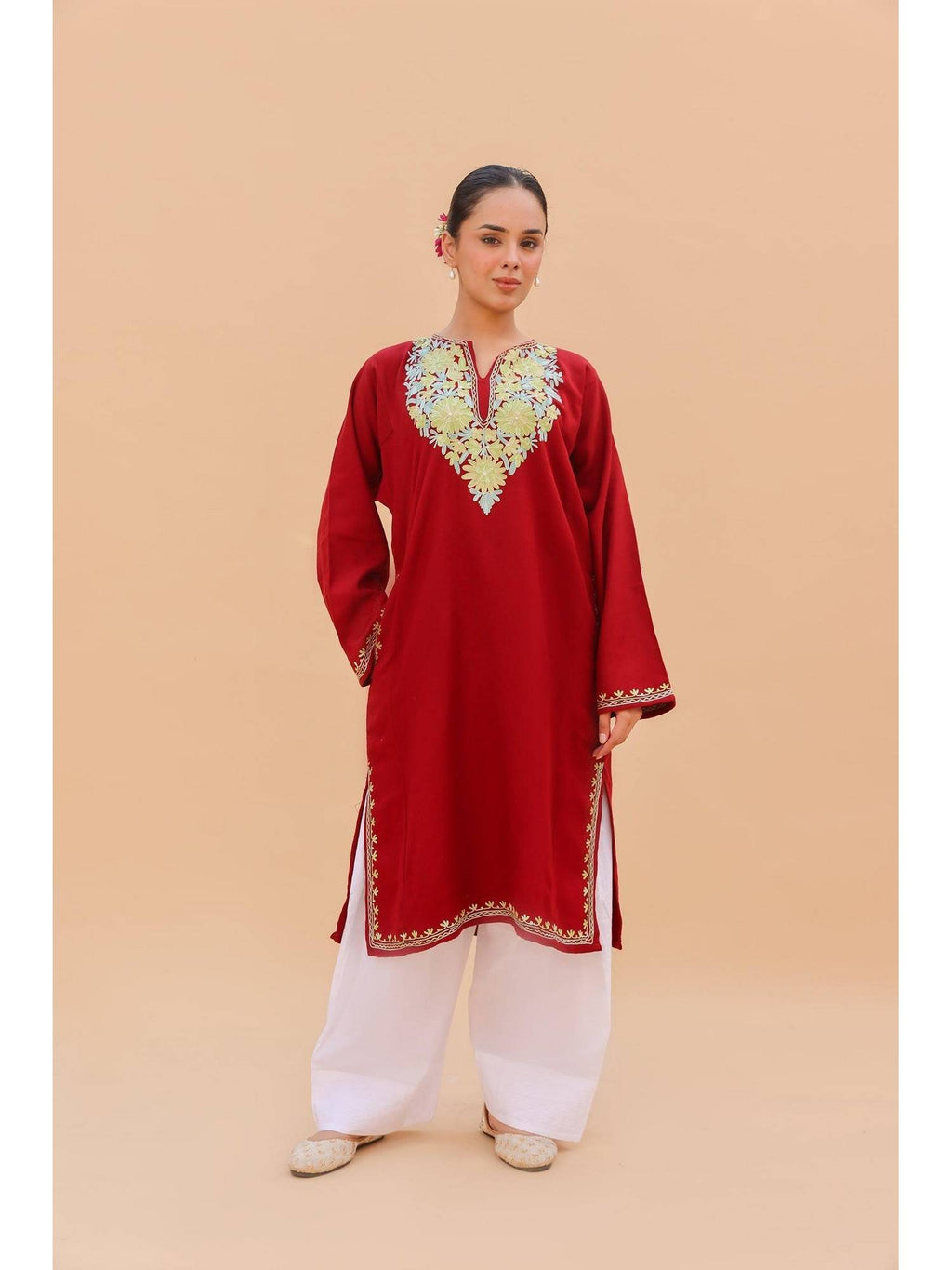 Women White Embroidered Straight Kurta | U3S - view 13