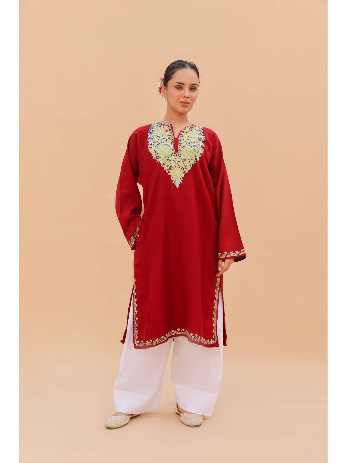 Women White Embroidered Straight Kurta | U3S - view 13