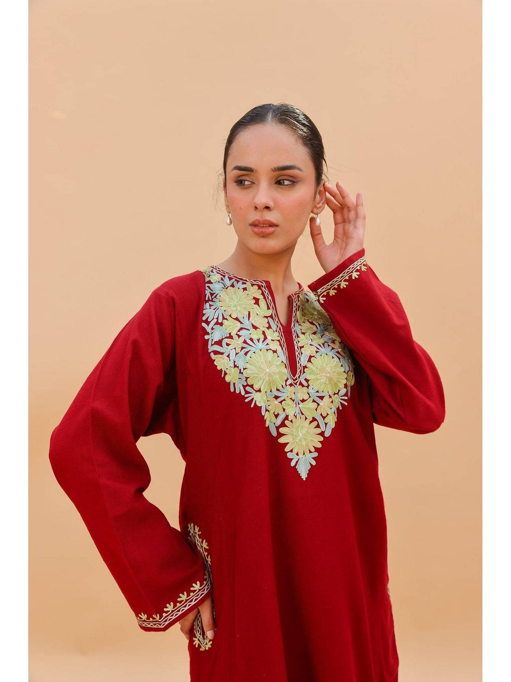 Women Orange Embroidered Straight Kurta | KDG - view 14