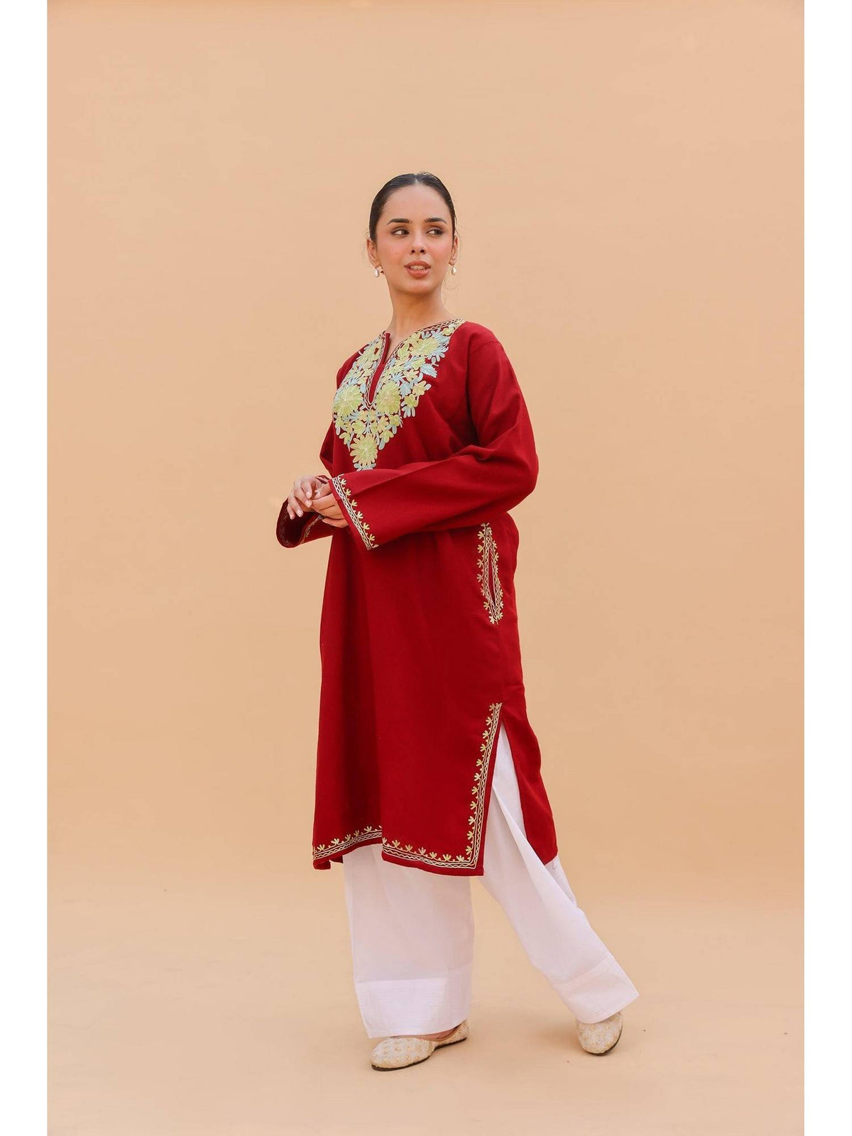 Women Orange Embroidered Straight Kurta | U3S - view 15
