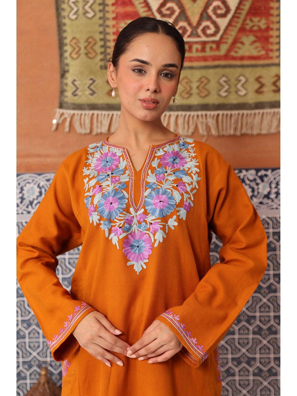 Women White Embroidered Straight Kurta | U3S - view 4