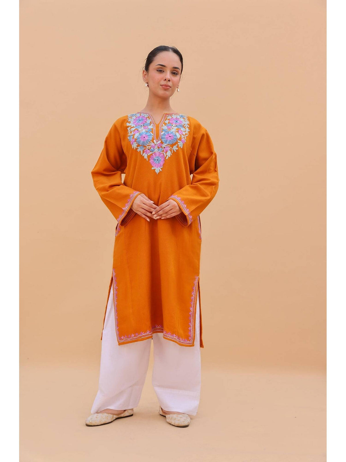 Women White Embroidered Straight Kurta | U3S - view 6