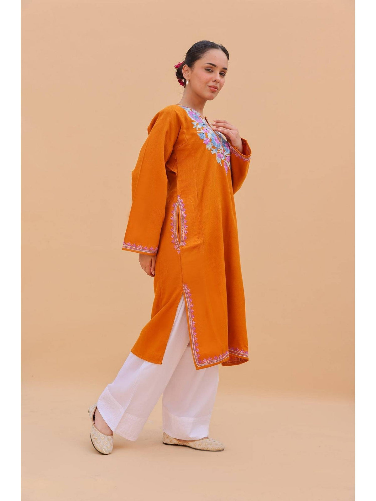 Women White Embroidered Straight Kurta | U3S - view 9