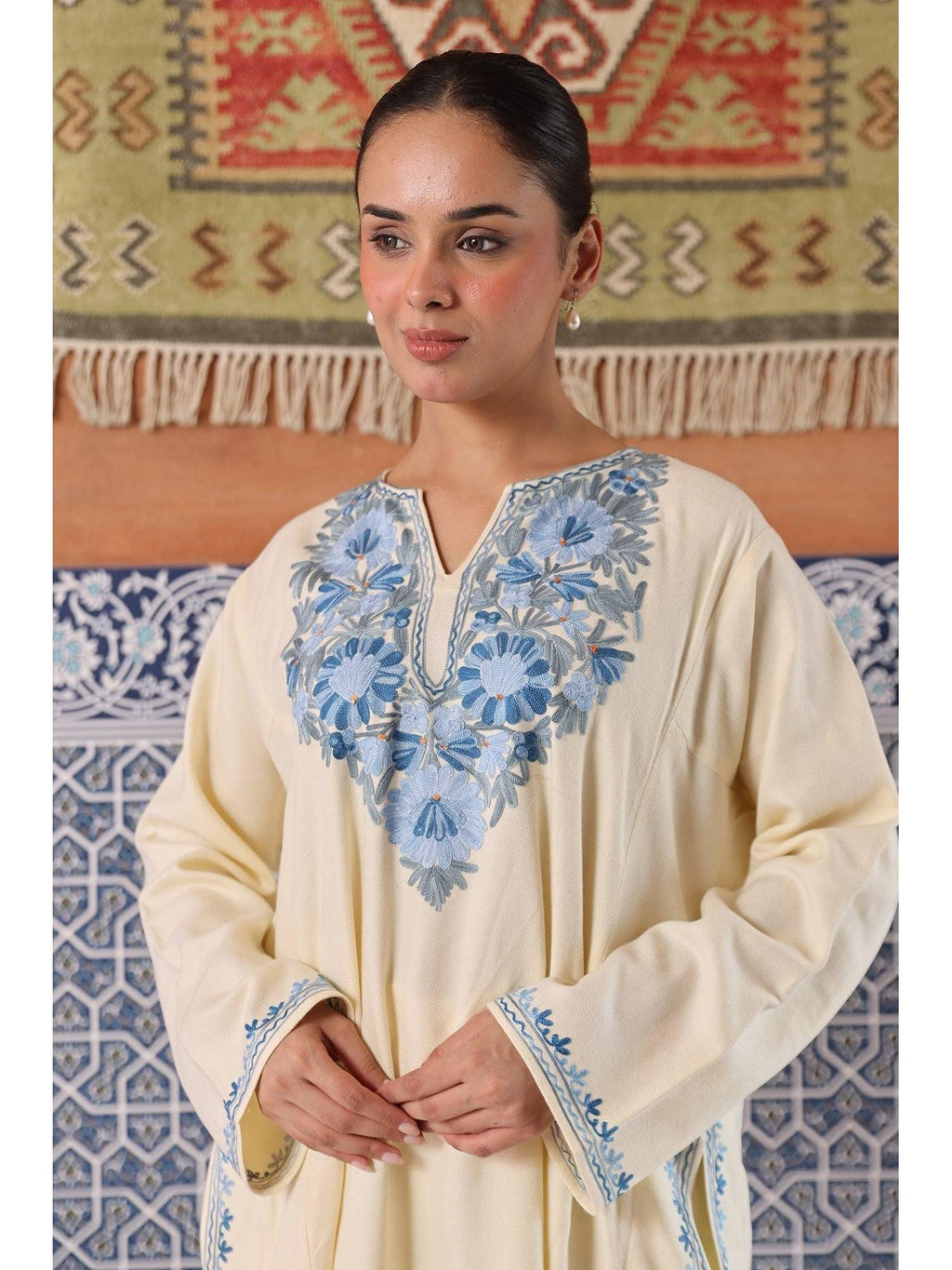 Women White Embroidered Straight Kurta | U3S - view 2