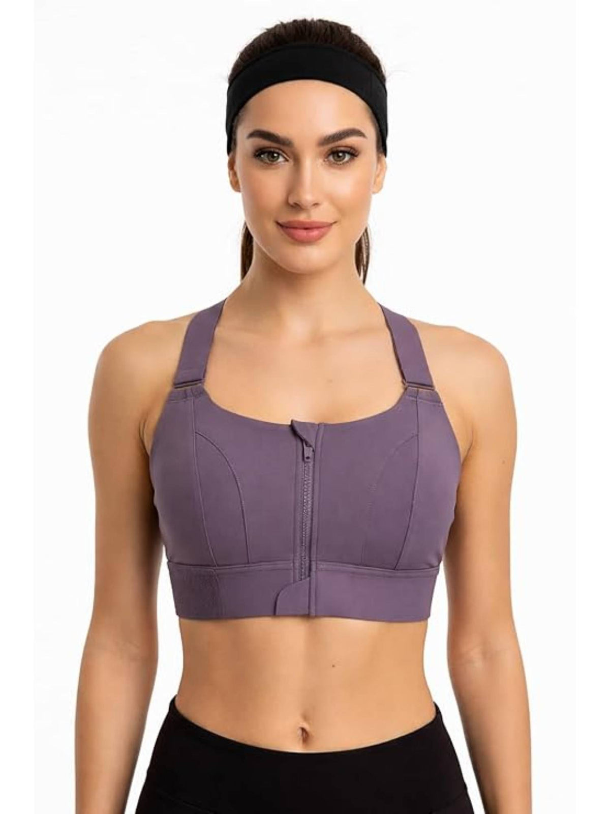 Women Plus Size Front Zip High Impact Adjustable Straps Sport Bra Rose Pink | sb09 - view 26