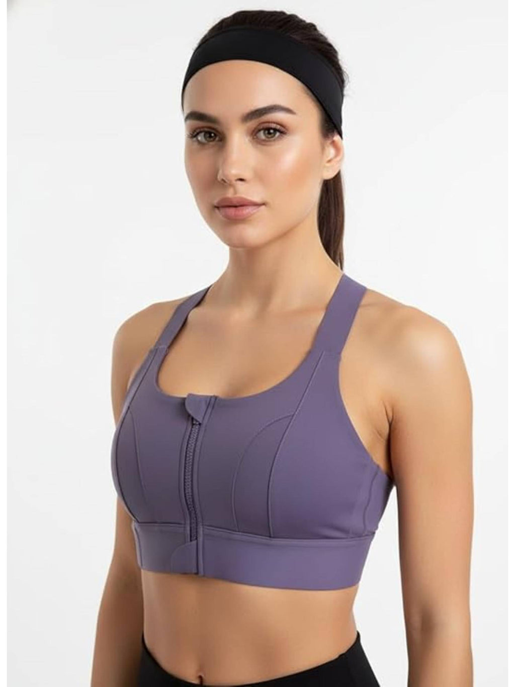 Women Plus Size Front Zip High Impact Adjustable Straps Sport Bra Grey | sb09 - view 25