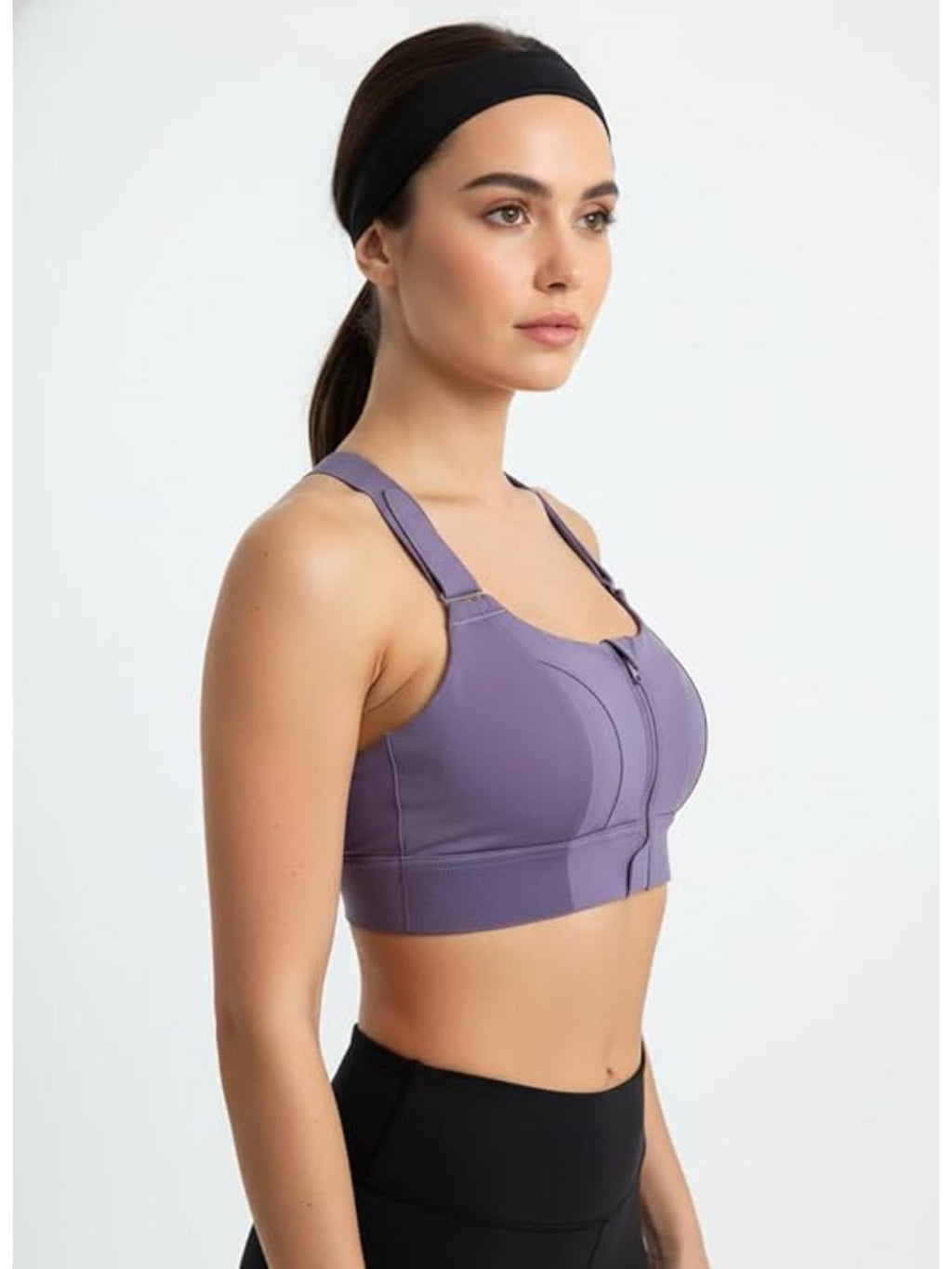 Women Plus Size Front Zip High Impact Adjustable Straps Sport Bra Brown | sb09 - view 34