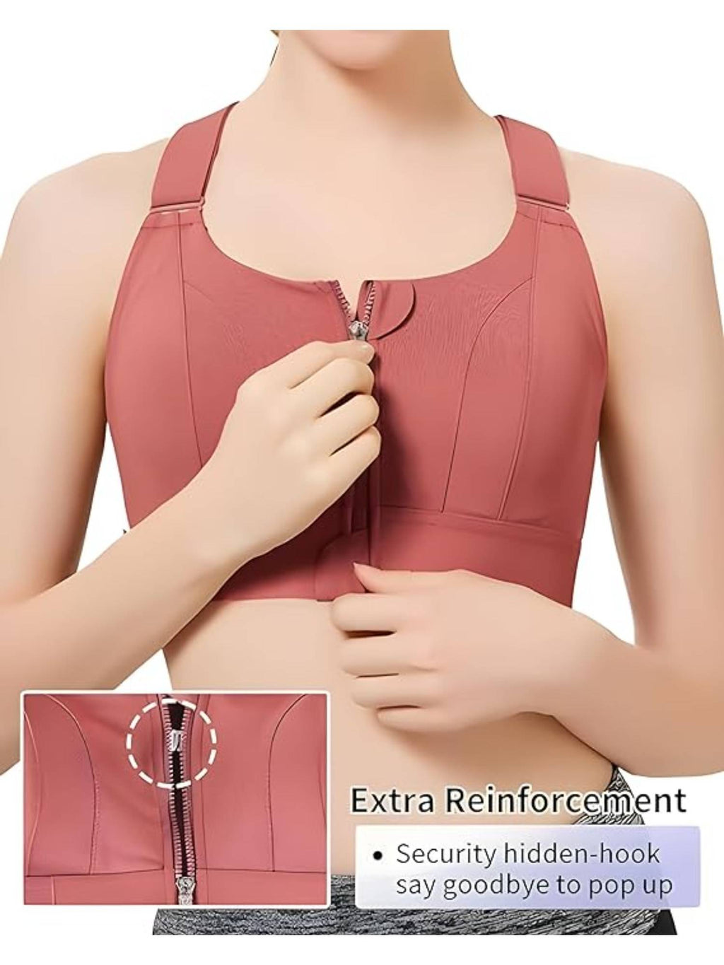 Women Plus Size Front Zip High Impact Adjustable Straps Sport Bra Grey | sb09 - view 23