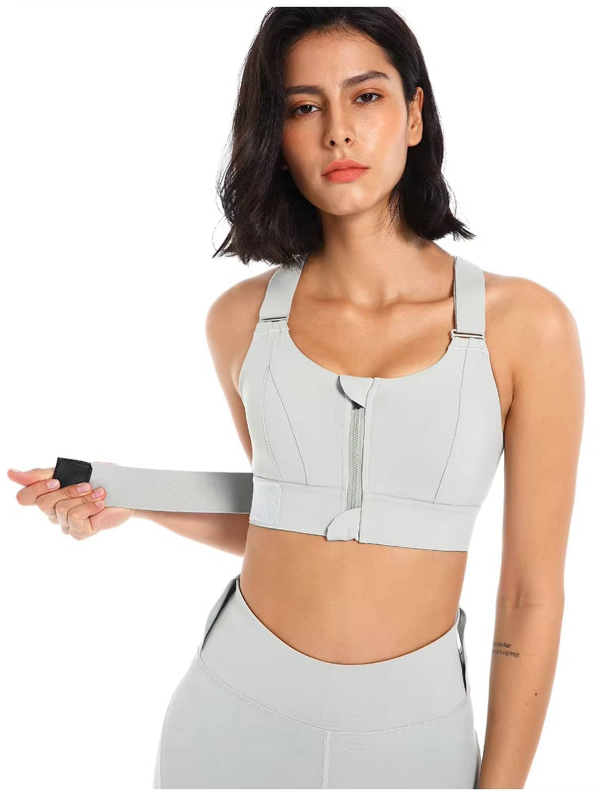 Women Plus Size Front Zip High Impact Adjustable Straps Sport Bra Black | sb09 - view 11