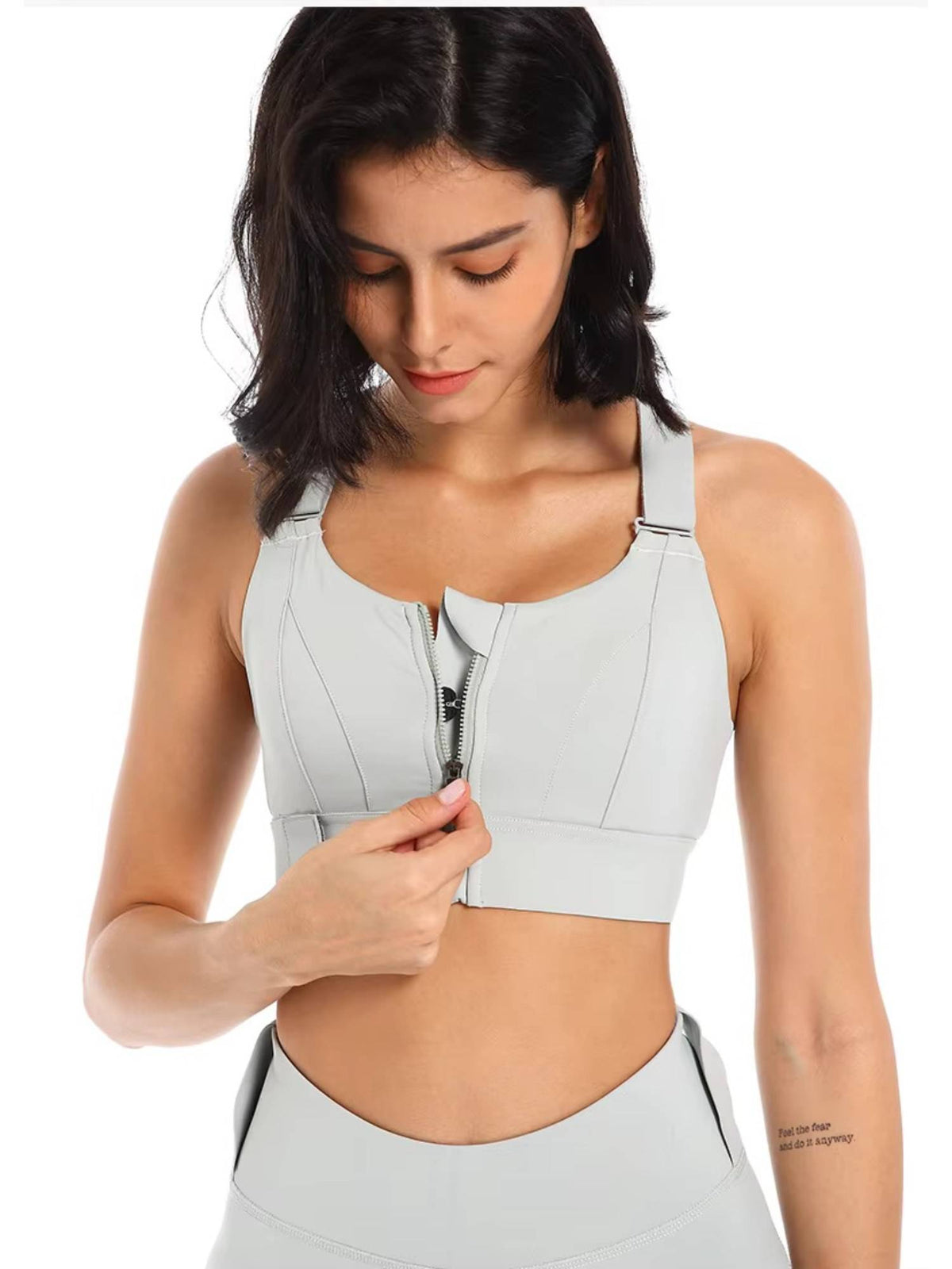Women Plus Size Front Zip High Impact Adjustable Straps Sport Bra Black | sb09 - view 12