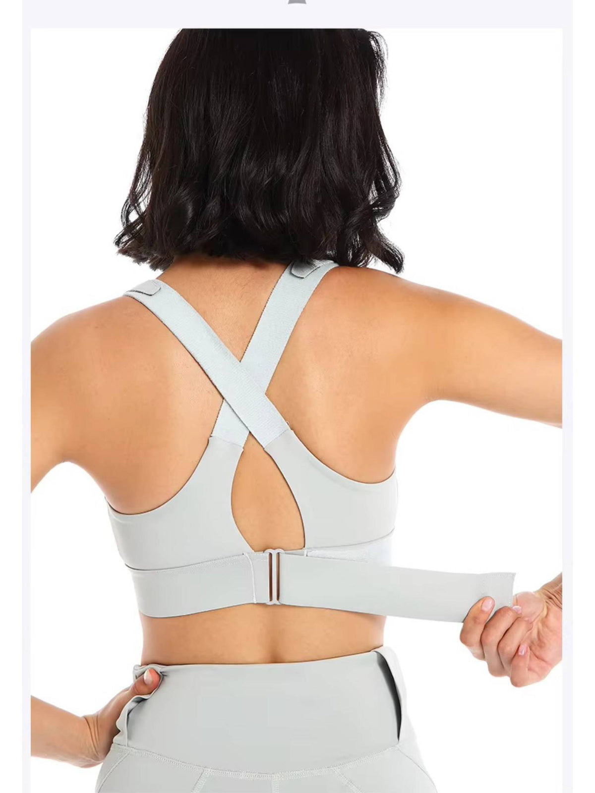 Women Plus Size Front Zip High Impact Adjustable Straps Sport Bra Grey | sb09 - view 6
