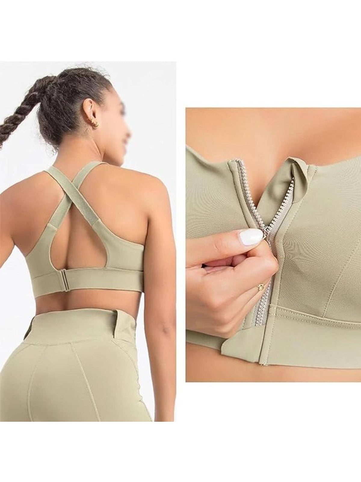 Women Plus Size Front Zip High Impact Adjustable Straps Sport Bra Grey | sb09 - view 43