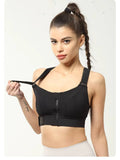 Women Plus Size Front Zip High Impact Adjustable Straps Sport Bra Grey | sb09 - view 7