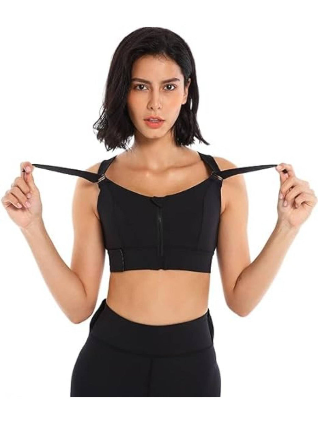 Women Plus Size Front Zip High Impact Adjustable Straps Sport Bra Rose Pink | sb09 - view 8
