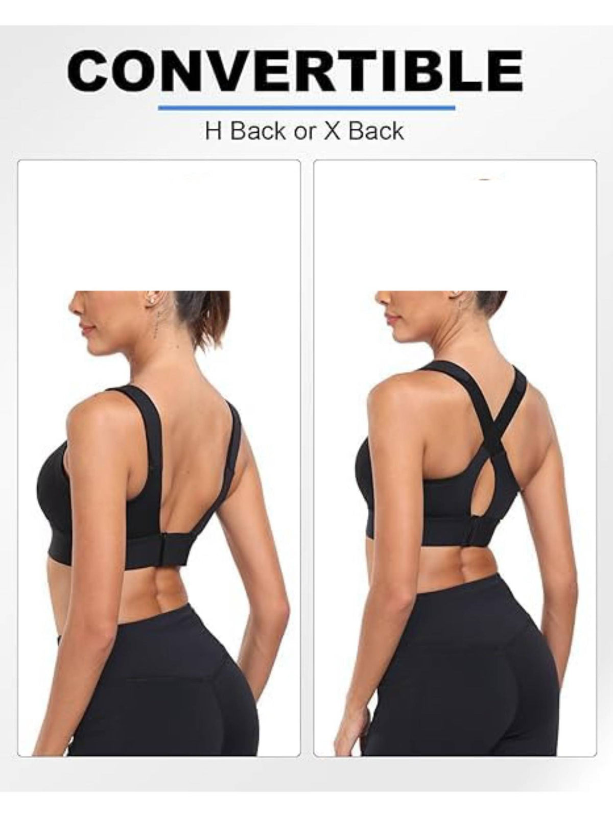 Women Plus Size Front Zip High Impact Adjustable Straps Sport Bra Black | sb09 - view 4