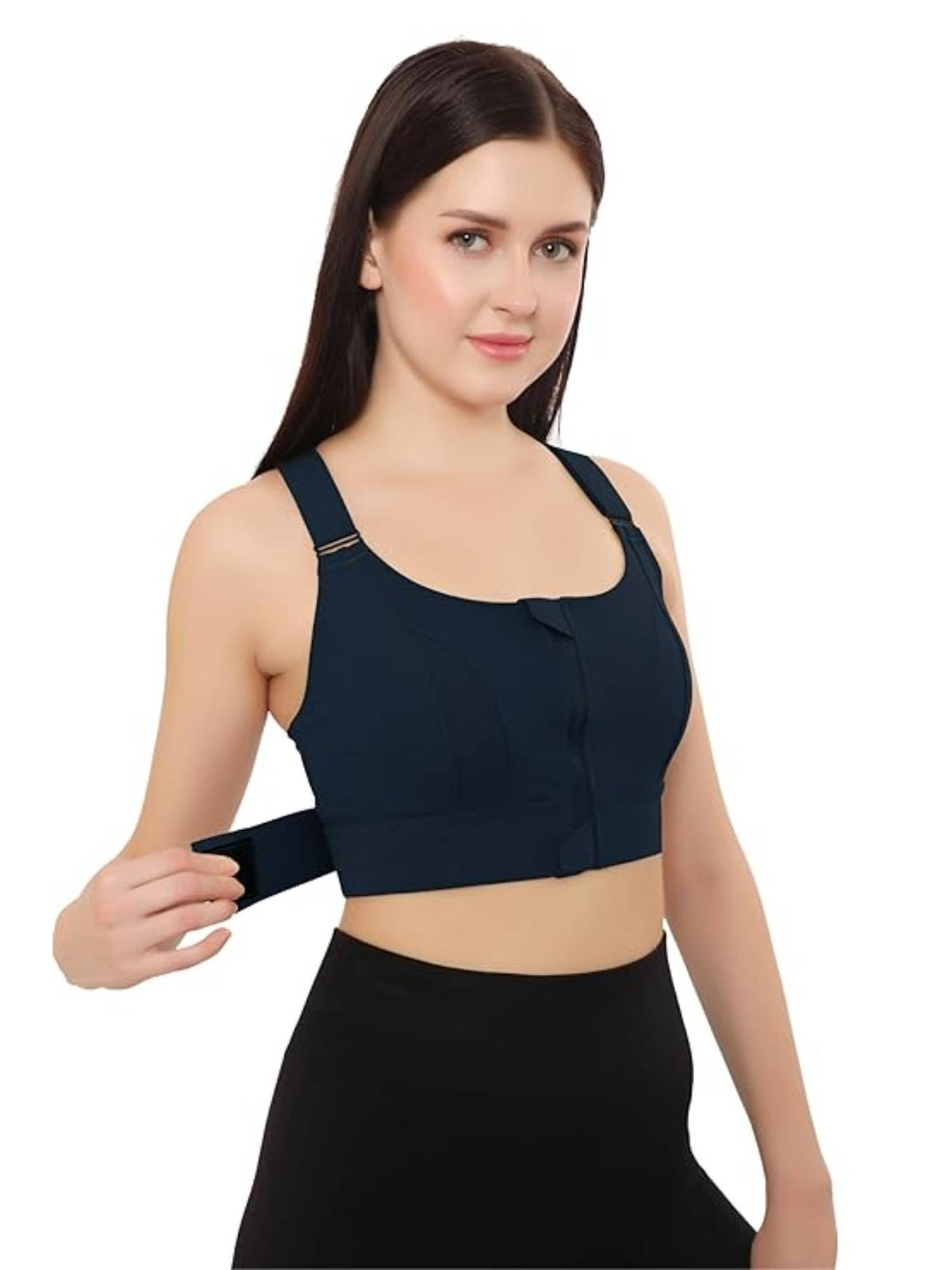Women Plus Size Front Zip High Impact Adjustable Straps Sport Bra Brown | sb09 - view 23