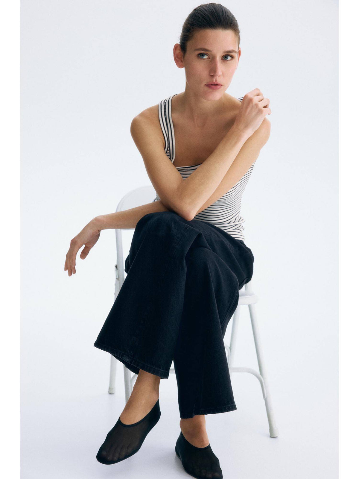 Women White Ribbed Vest Top | TT98 - view 1