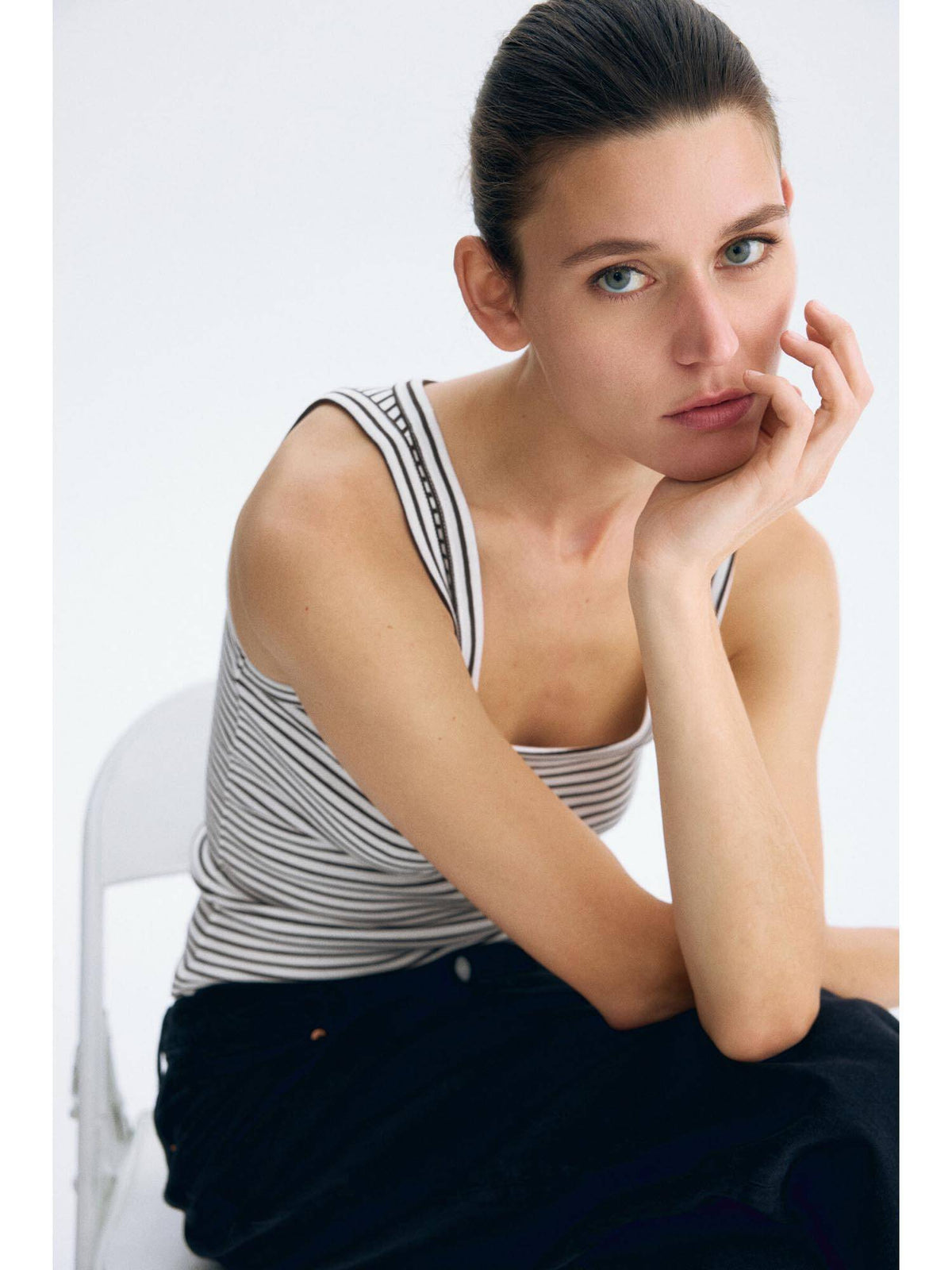 Women White Ribbed Vest Top | TT98 - view 2