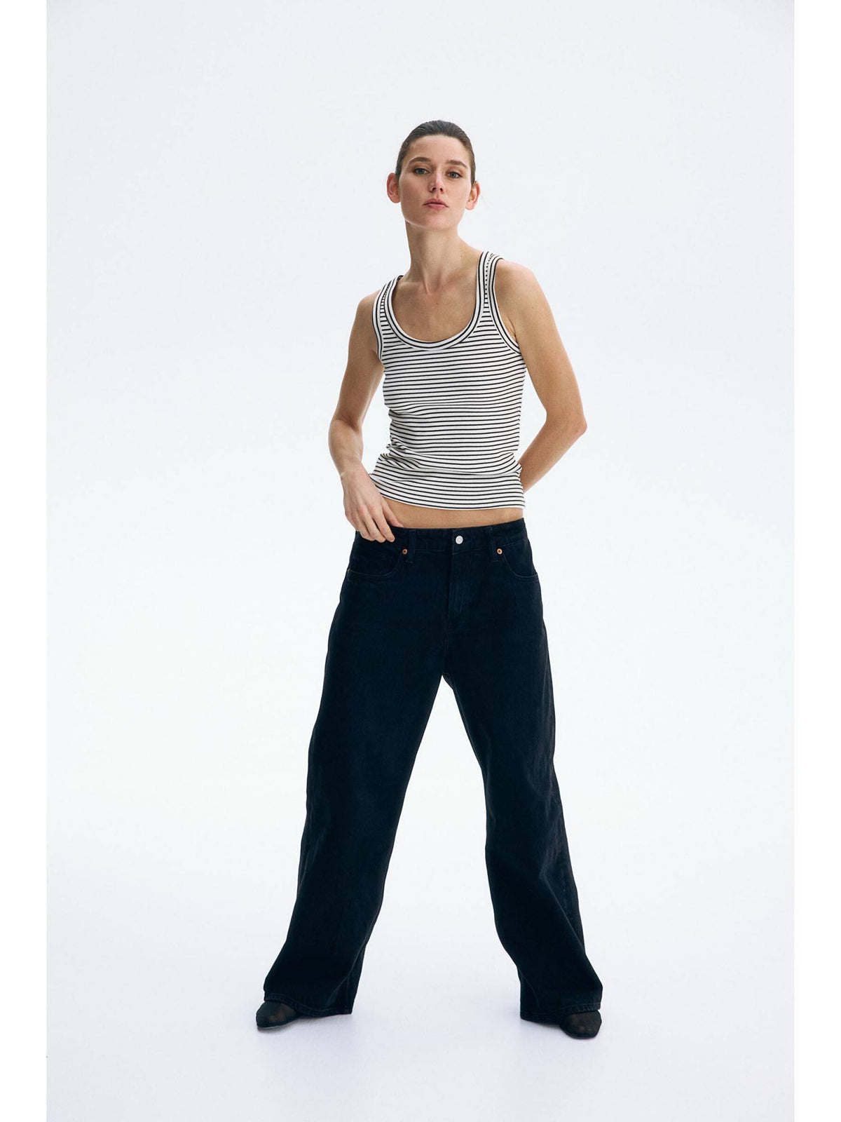Women White Ribbed Vest Top | TT98 - view 3