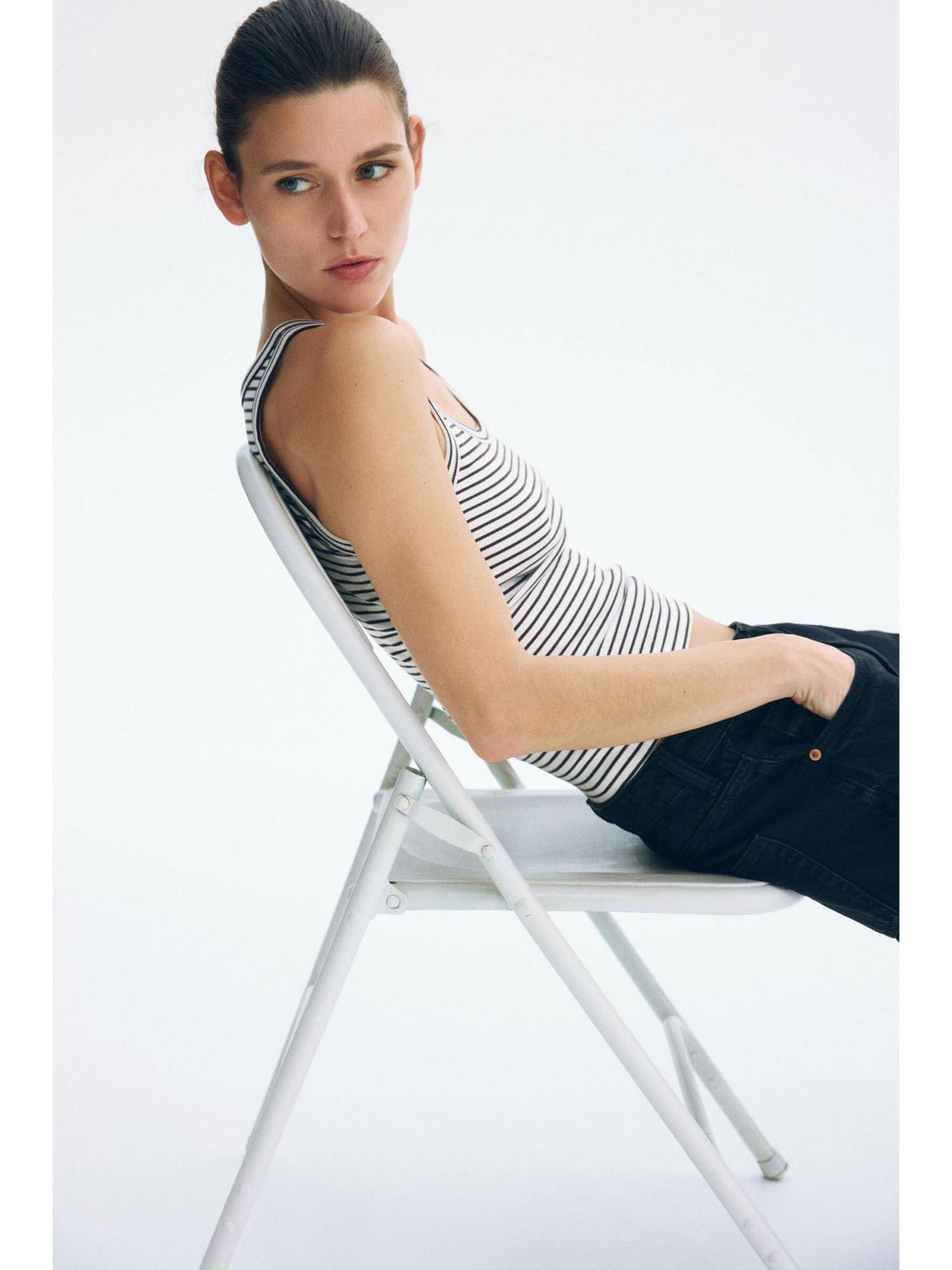 Women White Ribbed Vest Top | TT98 - view 4