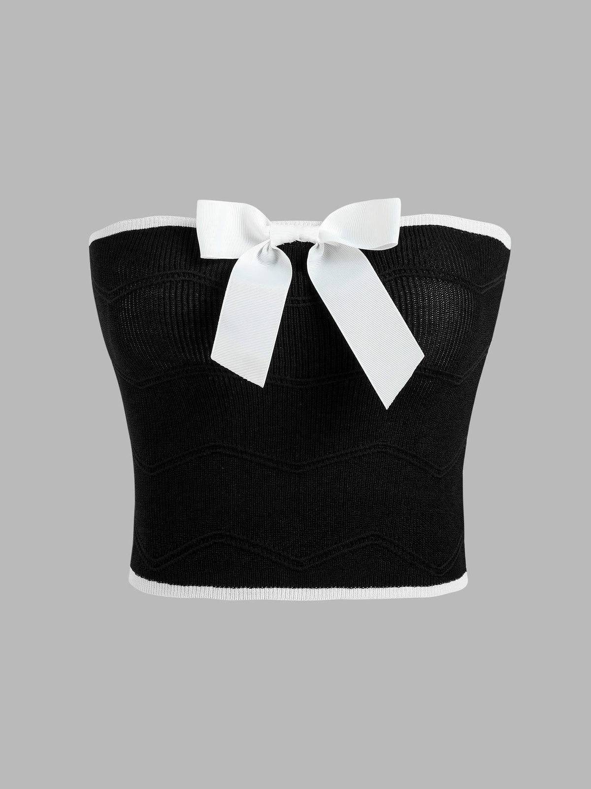 Contrasting Bowknot Knitted Tube Top | TT90 - view 1