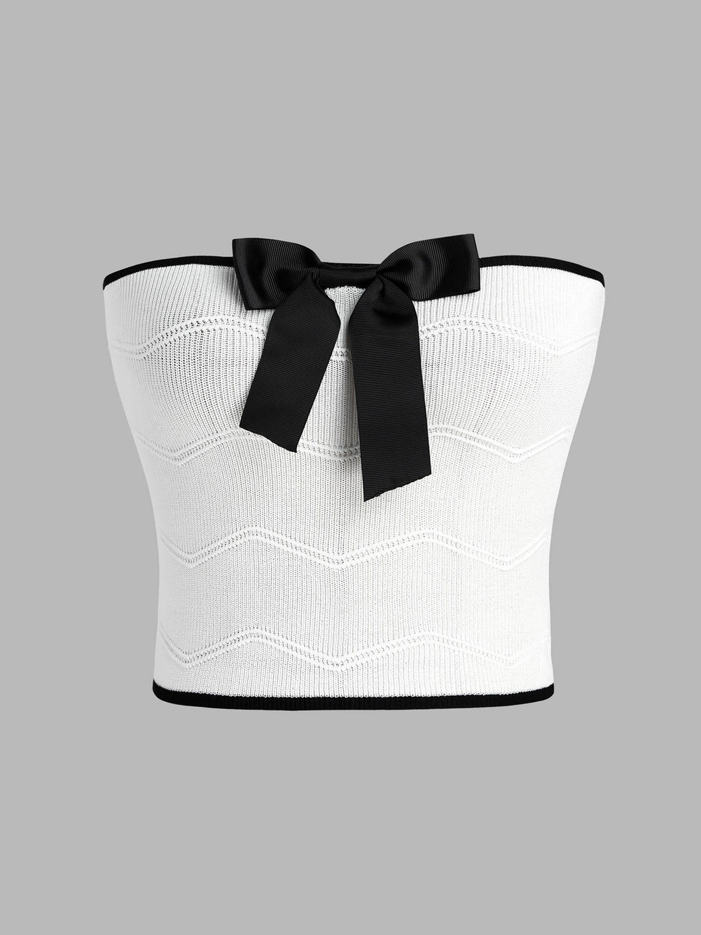 Contrasting Bowknot Knitted Tube Top | TT90 - view 5