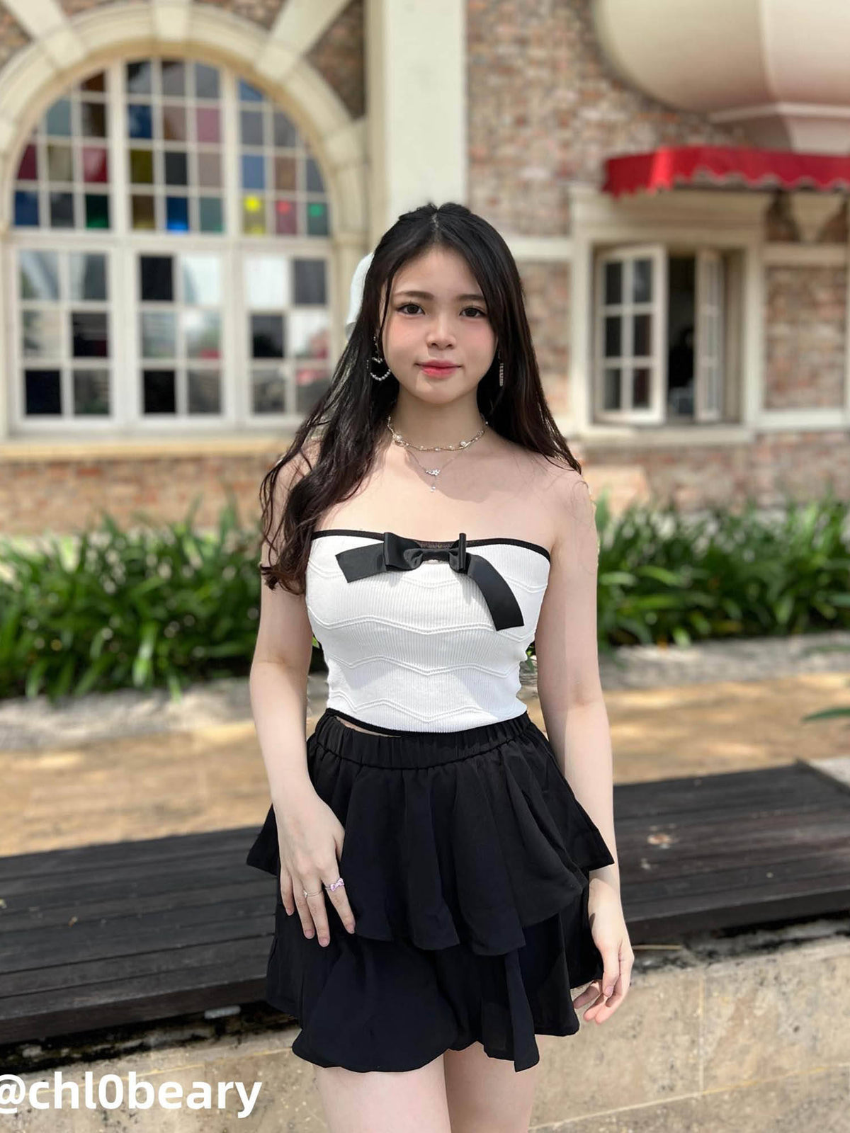 Contrasting Bowknot Knitted Tube Top | TT90 - view 6